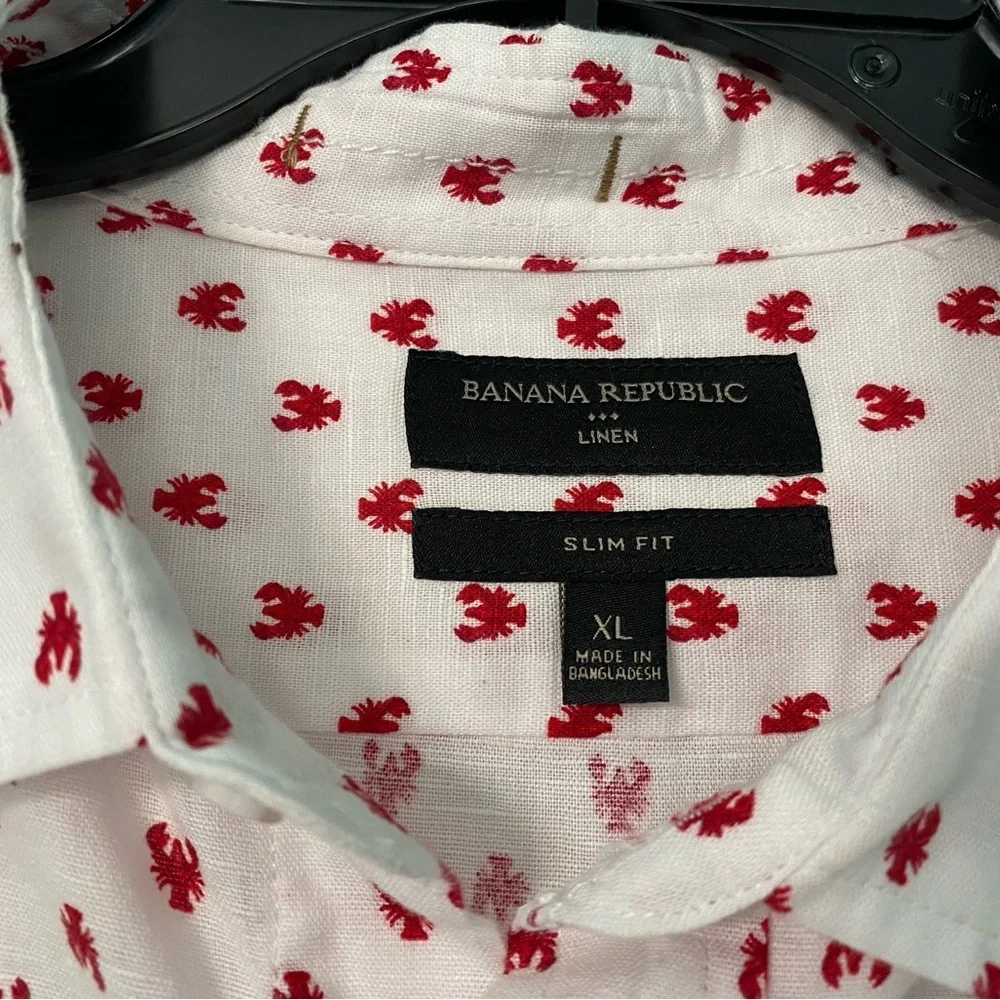 Banana Republic Factory Lobster Short‎ Sleeve Button Down Slim Fit Size XL